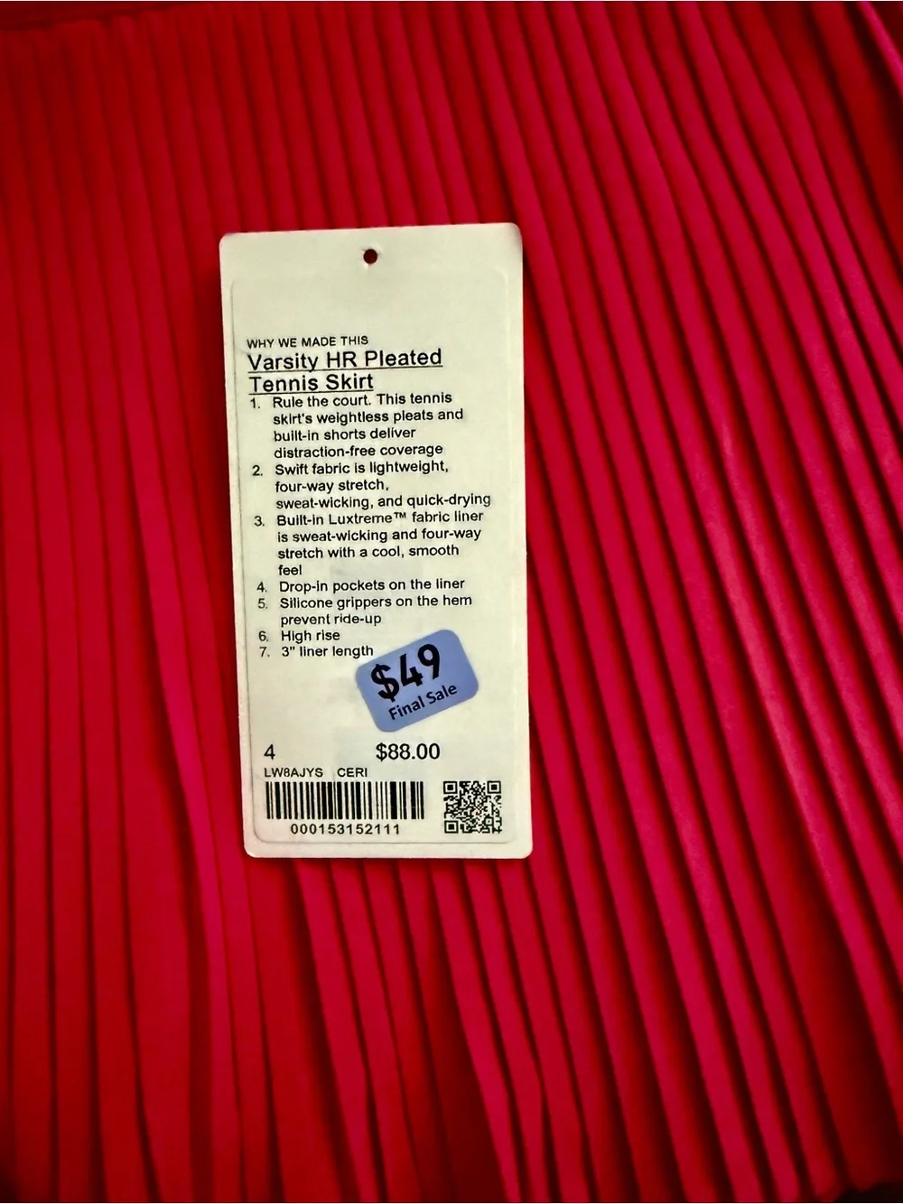 Lululemon Varsity High-Rise Pleated Tennis Skirt